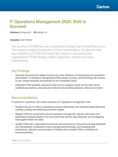 IT Operations Management 2020: Shift to Succeed .